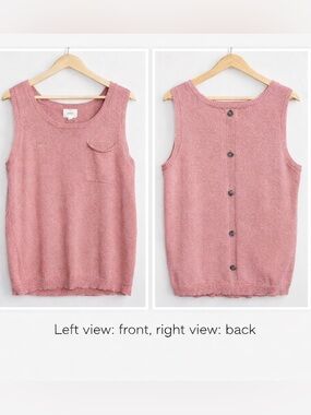 NIB Perch by Blu Pepper Pink Coastal Minimalist women's knit tank top size 1xl